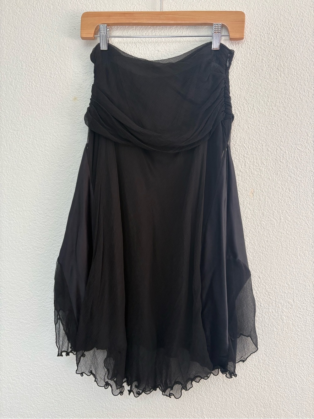 Twin-Set Black Strapless Chiffon Cocktail Dress